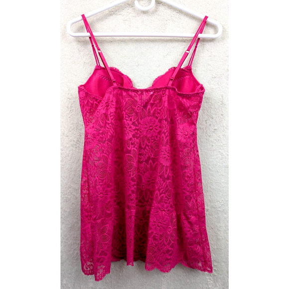 Victoria's Secret Y2K sz 36C Lace Babydoll Slip Dress pink sheer underwire 1113 - Picture 2 of 4